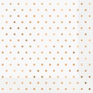 Napkins |   Foil Stamped Mini Dots Rose Gold 16 Luncheon Napkins 2Ply 33Cm X 33Cm (13" X 13") Napkins Napkins