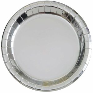 Plates, Bowls & Trays |   Silver Foil 8 X 18Cm (7") Round Paper Plates Party Supplies Plates, Bowls & Trays