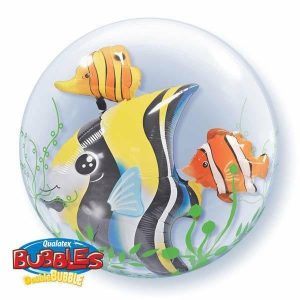 Bubble Balloons & Orbs |   24" Double Bubble Seaweed Tropical Fish Balloons Bubble Balloons & Orbs