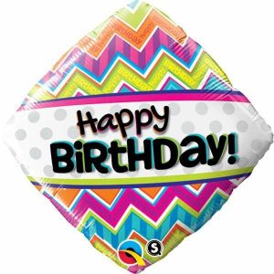 Foil Balloons |   18" Diamond Foil Birthday Chevron Patterns – Non Inflated Balloons Foil Balloons