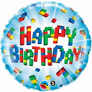 Foil Balloons |   18" Round Foil Bday Exploding Blocks – Non Inflated Balloons Foil Balloons