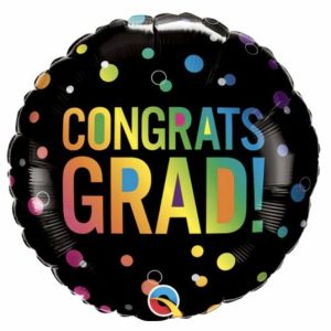 Foil Balloons |   18" Round Foil Congrats Grad Ombre Dot Balloons Foil Balloons