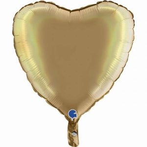 Foil Balloons |   18Inch Heart Holographic Platinum Champagne Heart Balloons Foil Balloons