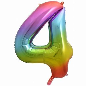 Foil Balloons |   34Inch Decrotex Foil Balloon Num Rainbow Splash #4 Shaped P1 – Non Inflated Balloons Foil Balloons