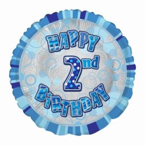 Foil Balloons |   Glitz Blue 2Nd Birthday Round 45Cm (18") Foil Balloon – Non Inflated Balloons Foil Balloons