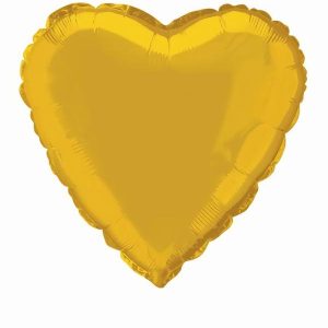 Foil Balloons |   Gold Heart 45Cm (18") Foil Balloon – Non Inflated Balloons Foil Balloons