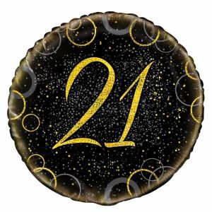 Milestone Balloons |   Glitz Gold 21St Birthday 45.7Cm (18") Foil Balloon – Non Inflated Balloons Foil Balloons