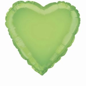 Foil Balloons |   Lime Green Heart 45Cm (18") Foil Balloon – Non Inflated Balloons Foil Balloons